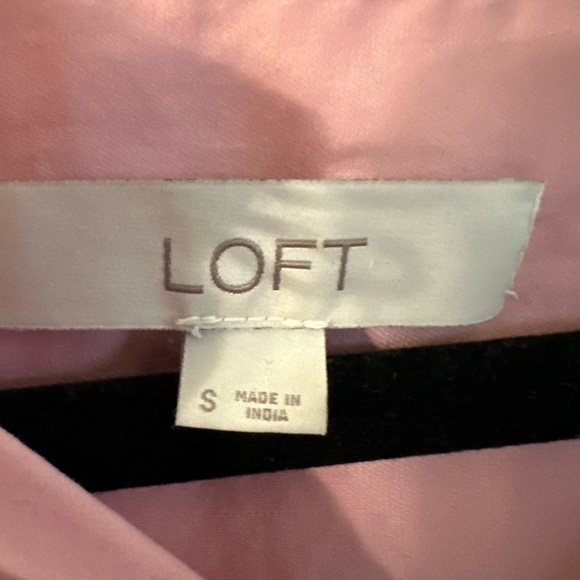 LOFT Pink Puff Sleeve Blouse with Mandarin Collar - Picture 3 of 3